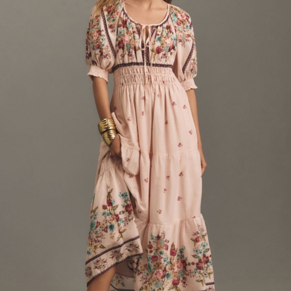 The Somerset Maxi Dress: Puff-Sleeve Edition Floral tie neck